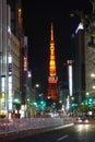 Tokyo tower at night in Tokyo, Japan Royalty Free Stock Photo