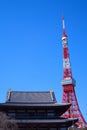 The Tokyo Tower,Red Steel Structure. is a communications and observation tower in the Shiba-koen district of Minato, Tokyo, Japan Royalty Free Stock Photo