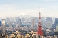 Tokyo Tower with skyline cityscape and Fuji in Japan Royalty Free Stock Photo