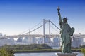 Tokyo Tower skyline and Rainbow Bridge with cityscape at Odaiba Japan Royalty Free Stock Photo