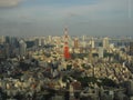 Tokyo Tower surrounded by modern buildings