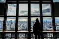 Tokyo townscape visible to the Tokyo Tower Observatory through a window of