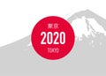 Tokyo 2020 Vector Background. The Summer Games in Japan. Sport Event Poster Template with Japanese Kanji Character which Means