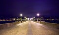 Toledo Bridge over Manzanares River illuminated on a spring nigh