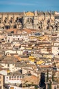 Aerial view of the old city of Toledo, Cathedral in the background. Royalty Free Stock Photo