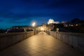 Toledo city during twilight night. Landscape of Toledo, UNESCO World Heritage. Historical building near Madrid, Spain Royalty Free Stock Photo