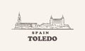 Toledo cityscape sketch hand drawn , spain vector Royalty Free Stock Photo