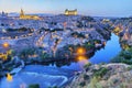 Toledo in the evening with picturesque bend of river Royalty Free Stock Photo