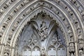 Cathedral of Toledo. Architecture and art gothic in Spain. Tympanum of the door of the lyons.