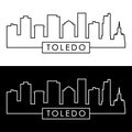 Toledo skyline. Linear style. Royalty Free Stock Photo