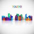 Toledo skyline silhouette in colorful geometric style. Royalty Free Stock Photo