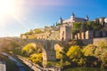 Toledo, Spain. Alcazar and Alcantara Bridge - Puente de AlcÃÂ¡ntara Royalty Free Stock Photo