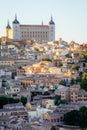 Toledo Spain cityscape with Alcazar castle at sunset Royalty Free Stock Photo