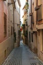 TOLEDO, SPAIN - February 16, 2020: Typical narrow streets of Toledo Spain Royalty Free Stock Photo