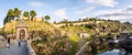 anoramic View Tourists Walking over Alcantara Bridge on Sunny Day Toledo Spain