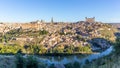 Toledo (Spain), landscape of the medieval city with Alcazar of Toledo and Toledo Cathedral Royalty Free Stock Photo