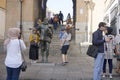 Toledo, Spain; September 27 2019: Amazing view of the city of Toledo, wit medieval streets, where people can see the catedral and Royalty Free Stock Photo