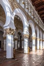 Synagogue of Santa Maria la Blanca (Ibn Shoshan Synagogue), Toledo, Spain, inside view. Royalty Free Stock Photo