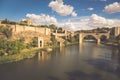 Toledo, Spain town skyline on the Tagus River. Royalty Free Stock Photo