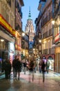 Toledo, Spain. Twilight view of ancient city Toledo in Castilla la Mancha with Santa Iglesia Catedral