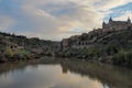 Toledo view from river at sunset Royalty Free Stock Photo