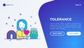 Tolerance concept: gender, racial, sexual orientation. Thin line icons. Vector illustration, web page template on gradient
