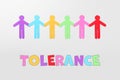 Tolerance concept. Paper human figures on light background, top view Royalty Free Stock Photo