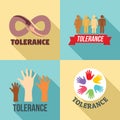 Tolerance logo set, flat style