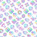 Tolerance seamless pattern with thin line icons: gender, racial, national, religious, sexual orientation, educational, interclass