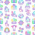 Tolerance seamless pattern with thin line icons: gender, racial, national, religious, sexual orientation, educational, interclass