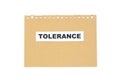 Tolerance text on craft paper on a white background.Equality, diversity and tolerance social concept. LGBT Royalty Free Stock Photo