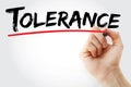 Tolerance text with marker, concept background Royalty Free Stock Photo