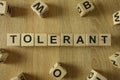 Tolerant word from wooden blocks