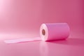 toliet paper as a message scroll delivering a message. Bright studio lighting on a single solid pink color seamless. Generative AI