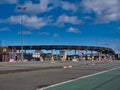 The toll plaza at the Birkenhead side of the Queensway Tunnel to Liverpool under the River Mersey taken on a sunny day