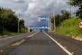 Toll plaza on the SP-293 highway, managed by the EIXO-SP concessionaire, with an emphasis on Royalty Free Stock Photo