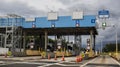 Toll plaza on the SP-293 highway, managed by the EIXO-SP concessionaire, with an emphasis on