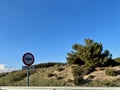 Toll station sign on Spanish highway.