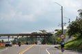 Toll on a tropical climate highway in Colombia.