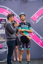 Tolmezzo, Italy May 20, 2018: Davide Formolo, Bora-HansgroheTeam, during an interview