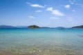 Tolo beach & islet Koronisi Royalty Free Stock Photo