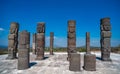 Toltec Warriors or Atlantes columns at Pyramid of Quetzalcoatl in Tula, Mexico Royalty Free Stock Photo