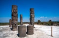 Toltec Warriors or Atlantes columns at Pyramid of Quetzalcoatl in Tula, Mexico