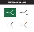 Vector molecule of Acetic acid CH3COOH in several variants - organic chemistry concept