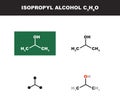 Vector molecule of isopropyl alcohol or isopropanol in several variants - organic chemistry concept Royalty Free Stock Photo