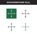 Vector molecule of dichloromethane in several variants - organic chemistry concept