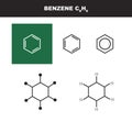 Vector molecule of benzene in several variants - organic chemistry concept Royalty Free Stock Photo