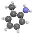 Toluidine ortho-toluidine, 2-methylaniline molecule. Suspected to be carcinogenic.