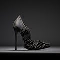 Black Canvas Texture 3d Heels With Dramatic Lighting
