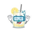 Tom collins cocktail mascot design swims with diving glasses